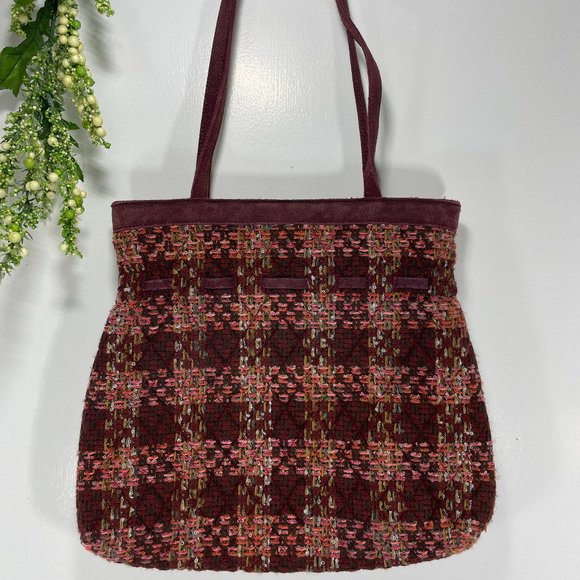 Cinch Tote Shoulder Bag Burgandy 